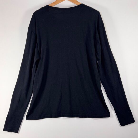 AllSaints Figure Long Sleeve Henley Mens XXL Black Cotton Regular Fit Casual - Picture 3 of 12